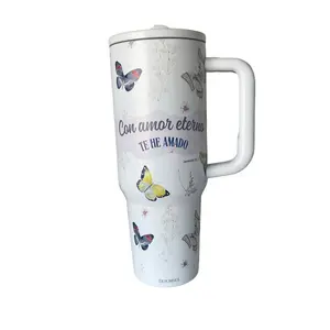 Designings Versículos en Español Jeremías  31:3 Con Amor Eterno Te He Amado Stainless Steel 40 oz Tumbler Drinkware Portable Cup with Lid Stainless Steel Faith-Inspired
