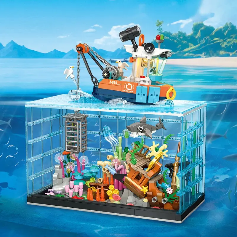 2026 New Dive Exploration Aquarium Model, Ocean Animal Fish Collection Toy with Lights, Adult Marine Exhibit, Home Office Decor, Creative Gift for Ages 14+, Learning Tool