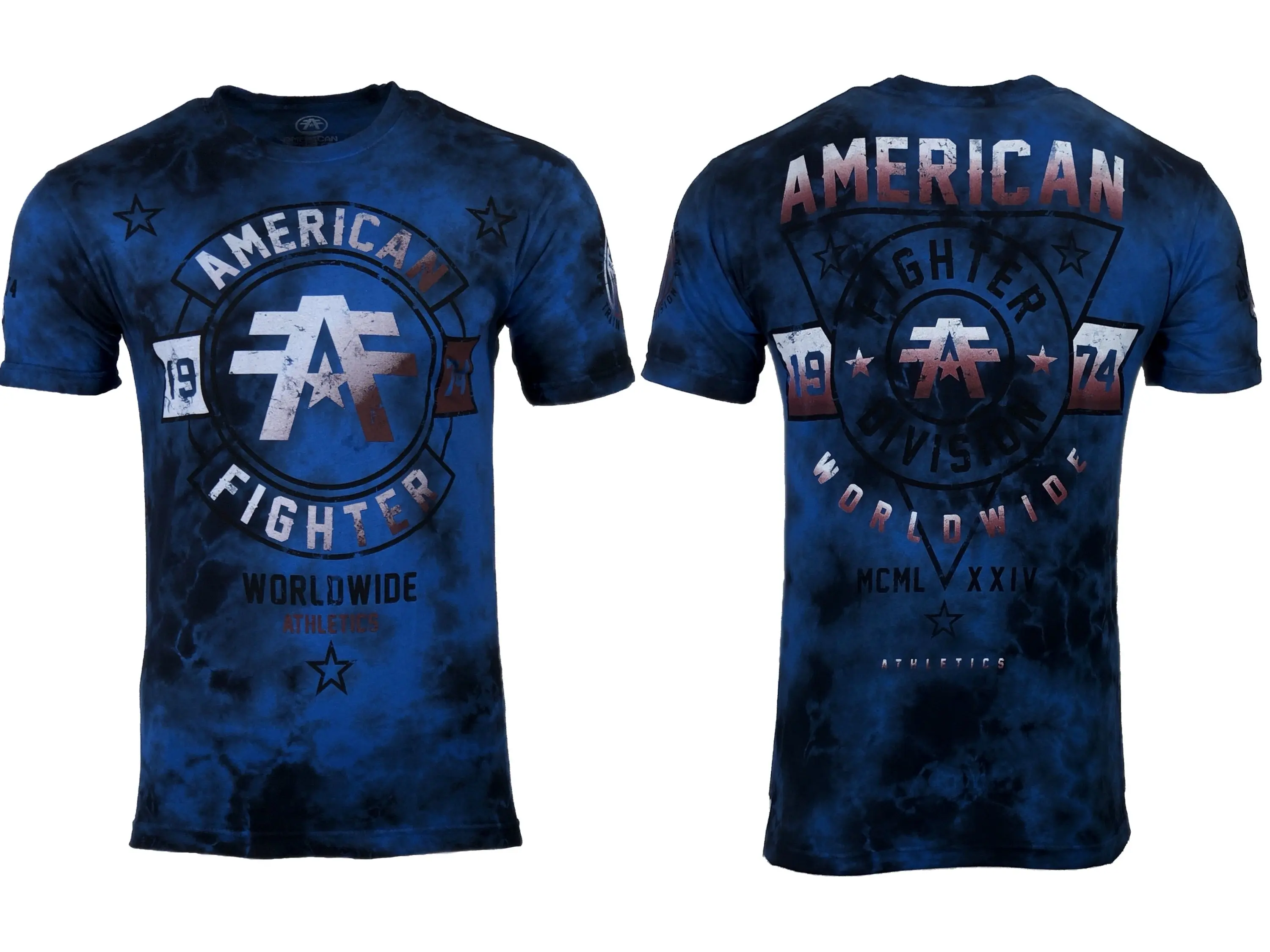 American Fighter Men's Silver Lake Crystal Wash Slate Graphic Print T-Shirt - 100% Cotton, Short-Sleeve, Streetwear, Casual Athletic, Pull-On Closure Top, Tshirt, Shortsleeve, All Seasons, Cold Wash, Casual Fit