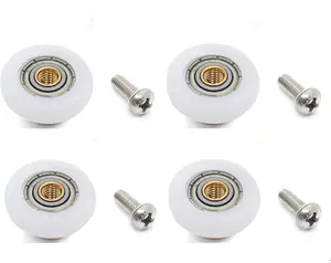 4 Sets Shower Door Rollers Runners Wheels Replacement Part Bathroom Glass Shower Sliding Door - 19Mm X 5Mm shower door rollers