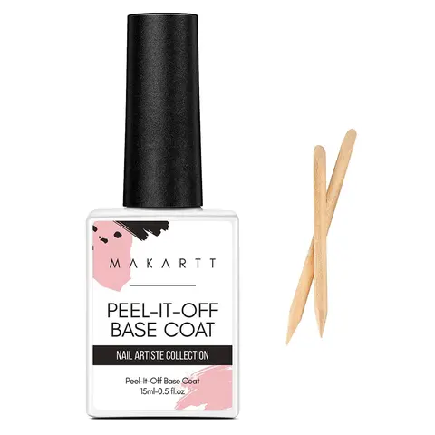 Makartt 0.5 fl oz Vegan Peel-Off UV Builder Base Coat - Single Item for 48W LED Nail Lamp, Easy-Takeoff Gel Manicure, Polish Application, Natural Nail Care