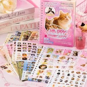 2 Styles Cute Pet Sticker Book – 30 Sheets, 800 Pcs Stickers per Style, Cat & Dog Aesthetic Stickers for Scrapbooking, Journaling, DIY Crafts, Kawaii Planner Stickers Summervibes,Teacher appreciation gifts,Graduation gifts