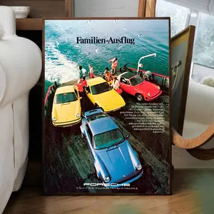 Porsche 911 Club Advertising Poster Decor Artwork Decoration Ornaments Decoration Ornaments