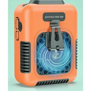 24H Rechargeable Body Fan with Steel Clip - 3 Speeds Cooling Belt Fan for Outdoor Travel, Under Shirt Personal Fan with Silicone Sleeve, 6000mAh Portable Waist Fan, Hands-Free Lanyard Design