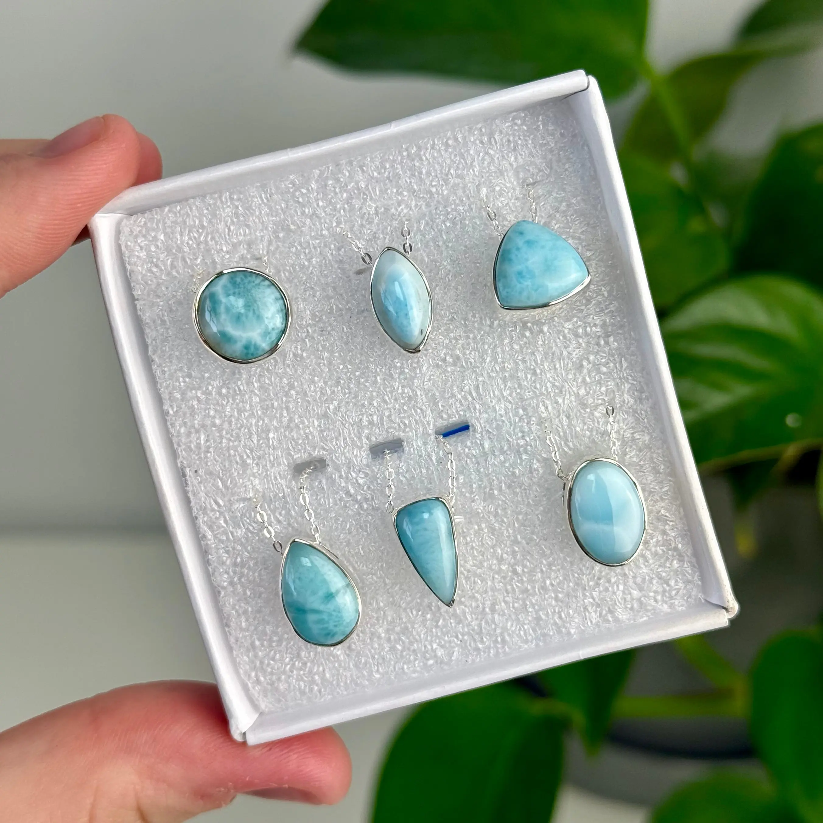 Sterling Silver Larimar Necklaces Sterling Silver Larimar Necklaces