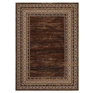 9 x 12 ft Polyester Red Brown Rectangular Living Room Bedroom Dining Room Geometric Bordered Print Modern Machine Washable Area Rug