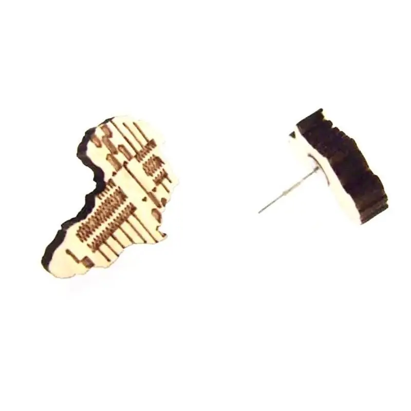 Afeafa - African Map Stud Wood Earrings