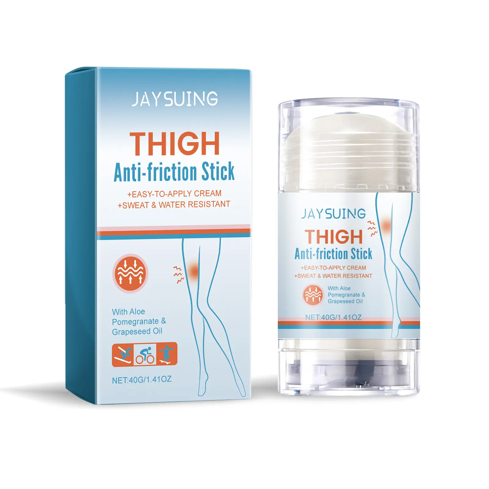 JAYSUING Anti-Chafing Stick, Talc-Free Anti-Friction Balm for Inner Thighs, Body Glide Stick for Dresses, Skirts,Walking & Workout