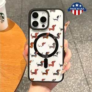 Cartoon dog Pattern Magnetic Phone Case Supports Wireless Charging for iPhone 17 15 16 14 Pro Max 13 12 11 AIR XR XS Plus E Shockproof Non Slip Protection Silicone Transparent Acrylic Cover Cellphone Protective