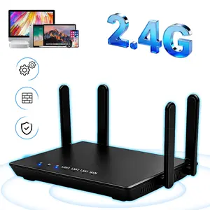 WiFi Router for Whole-home Coverage,2.4G WiFi Router 300Mbps High Speed, 4 Antennas Long Range Whole Home Coverage, WP2 Secure Stable Wireless Internet for Gaming Streaming Work, Multi Device Support, Black & White
