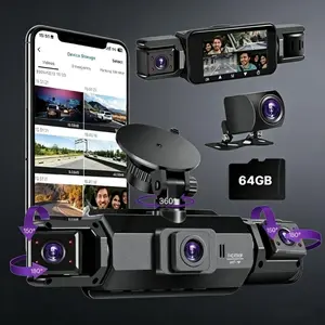 2026 New Four-Channel Dash Cam, Backup Camera, Panoramic View, Full-Time Parking Monitor, 4-Lens Sync Recording, WiFi, 64GB, Night Vision, Hdr