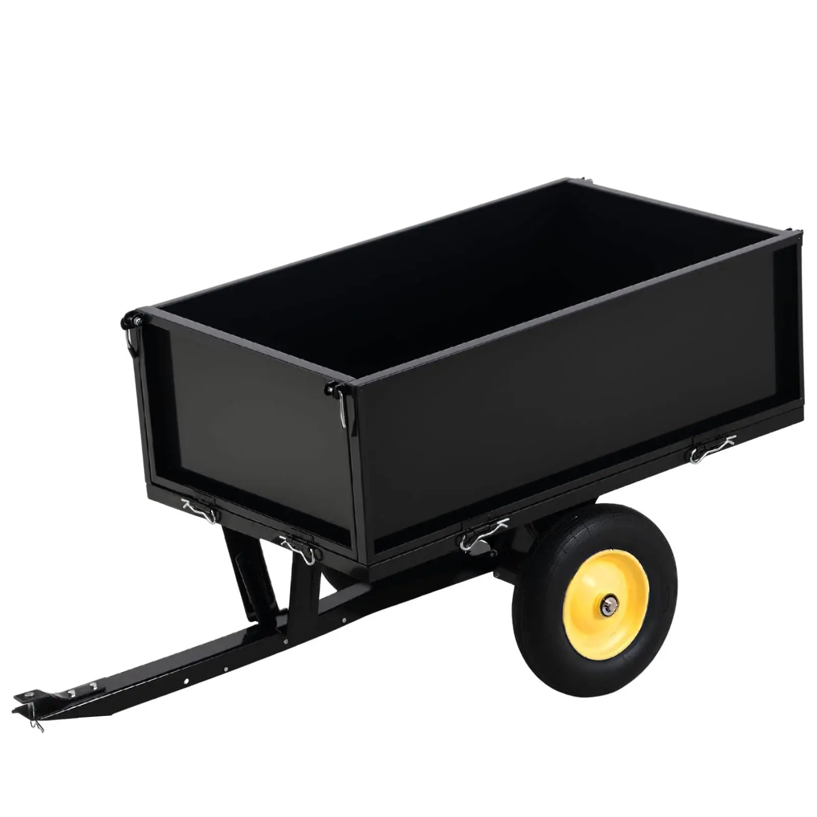 500LB Heavy Duty Tow Behind ATV Trailer Steel Dump Cart - 10-Cubic Feet Capacity - Garden Utility Trailer - Trailers with Removable Tailgate for Riding Lawn Mower Tractor
