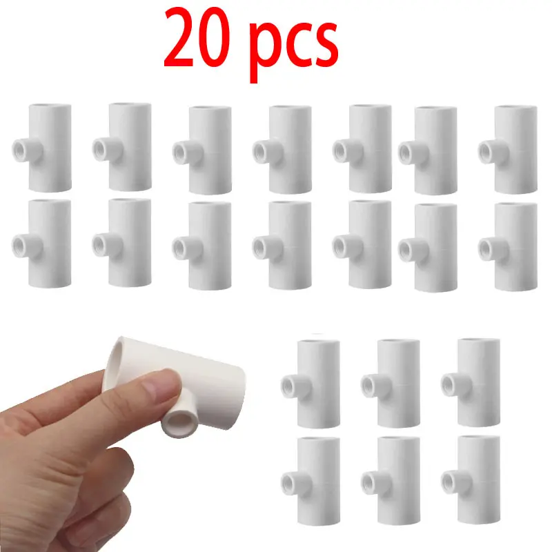 20Pcs PVC Tee Fittings with Threaded Poultry Nipples & Feeder Cups - Leakproof Fully Automatic Waterer for Chickens, Ducks, Rabbits, Quails, Home Improvement Building Supplies