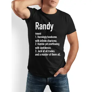 Humorous Definition of "Randy (Noun)" T-Shirt for Men - Made from 100%, Featuring a Crew Neck And Short Sleeves with a Striking White Print on a Black Background - a Great Casual Gift for Fathers, Friends