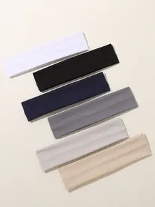 6pcs Plain Sporty Hair Bands Set, Women Running Headbands & Sweat Absorbent Sports Accessories, All-Seasons Essential, Workout Headband, Elastic Headband, Elastic Fashion Headbands