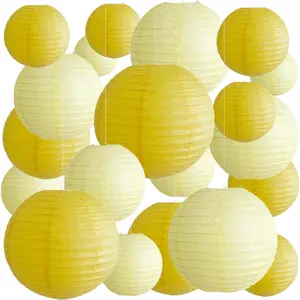 20Pcs Yellow Paper Lanterns, 6"8"10" Hanging Round Paper Lanterns for Bridal Shower Baby Shower Engagement Wedding Birthday Party