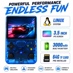 Retro Video Handheld Game Console Linux System 3.5 in IPS Screen Built in 3000mAH Battery 64G TF Card Preinstalled Gamess  for Christmas, Thanksgiving, Holiday Gift