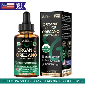 USDA Organic Oil of Oregano for Immune Support, Digestion Health & Antioxidant - Liquid Drops with Vitamin E - Made in USA - Non-GMO, Natural, Vegan - As Pills, Capsules, Softgels 1 fl oz