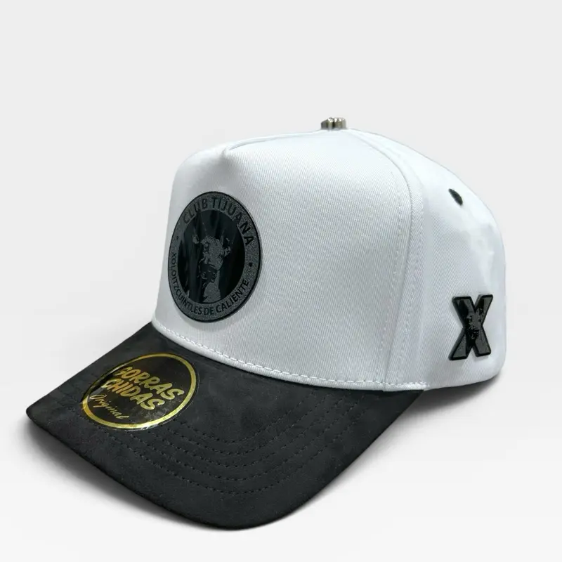 Unisex White/Black "CLUB TIJUANA" Logo Print Plate-Style Adjustable Snapback Hat, Casual Baseball Cap for Adults