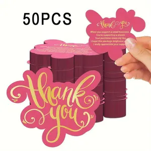 Thank You Card, 50pcs/set Double Sided Thank You Business Card, Greeting Card for Thanksgiving Gift Wrapping