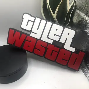 3d Printed Personalized Theft Wasted Logo Inspired Name Plate I Auto I Desk Sign I Birthday I Her Him Gift Display I Video Games I Fan Art Office