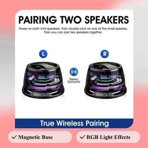 G200 Mini Magnetic Wireless Bluetooth Bass Speaker for Phone Audio, Rechargeable, Atmosphere Light, Lanyard-Compatible, Home/Outdoor Use