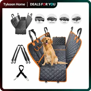 [On Sale!]Dog Car Seat Cover, Waterproof Scratchproof Hammock w/ 4 Storage Bags Side Flaps, Washable Nonslip Backseat Protector for Cars,Trucks,SUVs. Carrier