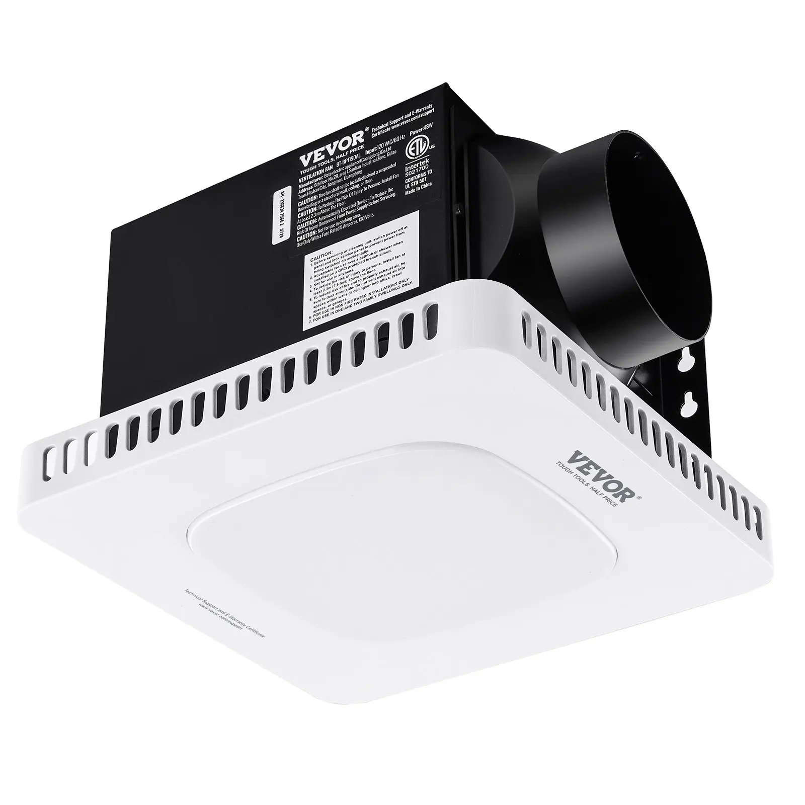 【Summerfinds】VEVOR LED Ceiling Light Fan, Durable Design, 80 CFM High-Efficiency Bathroom Exhaust Fan, 1.5-Sones Low-Noise All-Copper Motor, Energy-Saving, No Attic Access Required, Multi-Ceiling Type Compatible, Galvanized Steel