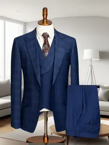 Elegant Men'S 3pcs Suit - Slim Fit Tuxedo Set Collared Long Sleeve for Weddings & Formal Occasions, Suit & Pants, Perfect for Office Meetings, Elegant Events and Workwear, Formal Attire|Slim Fit Suit|Durable Wedding Wear