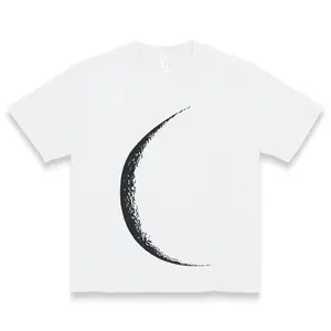 Short Sleeve Moon Print Crew Neck T-Shirt for Spring & Summer Casual Women's Clothing 100% Cotton Printed Tshirt