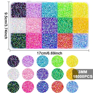 New 15 Color 18000Pcs 3mm Resin Jelly Rhinestones for Crafting Bedazzling Multicolor Flatback Gems for Crafts Clothing Clothes Tumblers Shoes Nails Flat Back Mixed Color Bulk Bedazzler Kit Jewels with Gifted Tools Shimmer Colorful