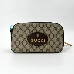 Pre-owned GUCCI Canvas, Leather Crossbody Bags GG Supreme Monogram Web Neo Vintage Beige New Acero Crop