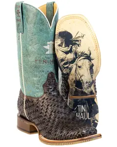 Tin Haul Women's Intertwined Western Boot Broad Square Toe - 14-021-0102-5090 Br