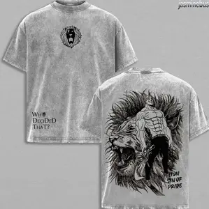 Escanor Lion Sin of Pride T-Shirt Roaring Lion Manga Artwork Vintage Washed Oversized Japanese Anime Streetwear Heavy Cotton Unisex Retro Tee Gift For SDS Fans AH8