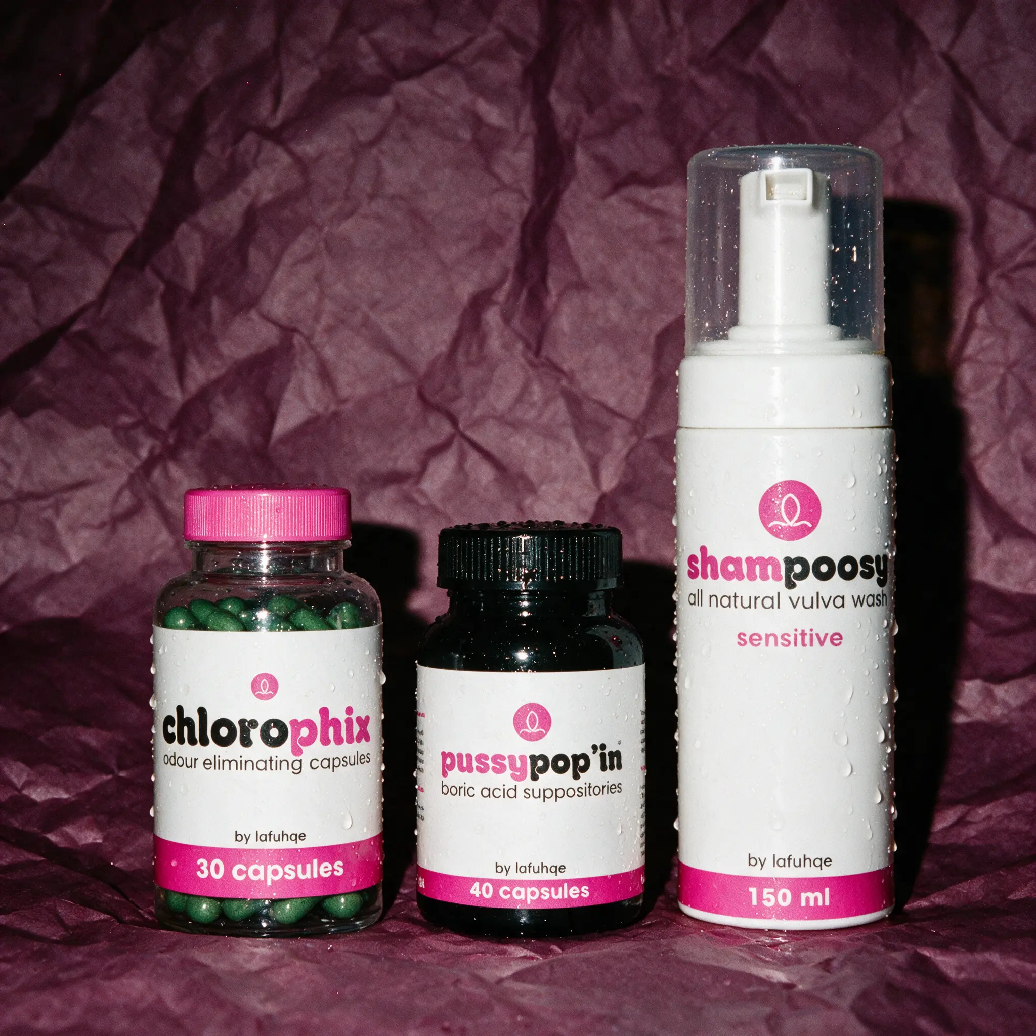 Quiet Flex by LAFUHQE Freshness Bundle, Foaming Intimate Wash with Vaginal Inserts and Chlorophyll Capsules