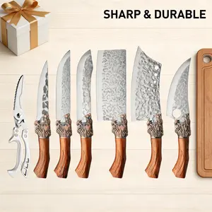 Hand-forged stainless steel kitchen knife set, Longquan forged boning knife, ultra-fast and sharp pig-killing and sheep-cutting knife, butcher's special knife, special knife for cutting meat Knives Knives Knives