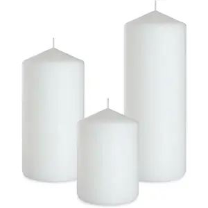 Set of 3 Different Sizes White Pillar Candles, Dripless Unscented 3x4 3x6 3x8 Inch Large Cylinder Column Candles for  Table Decor Power Outage