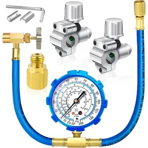 Refrigerator Freon Recharge Hose Kit-R134a, R12, R22 For Refrigerator Refrigerant Refilling (White-Style 1) Kit with 2 BPV31 Bullet Piercing Tap Valves,1 R134a Self-Sealing Adapter