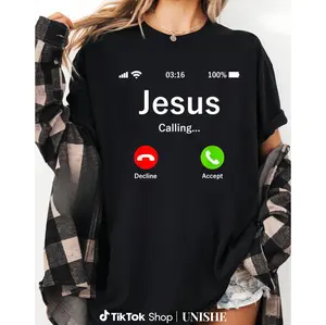 Faith-Based Unisex Tee – Jesus Is Calling, 100% Cotton Material