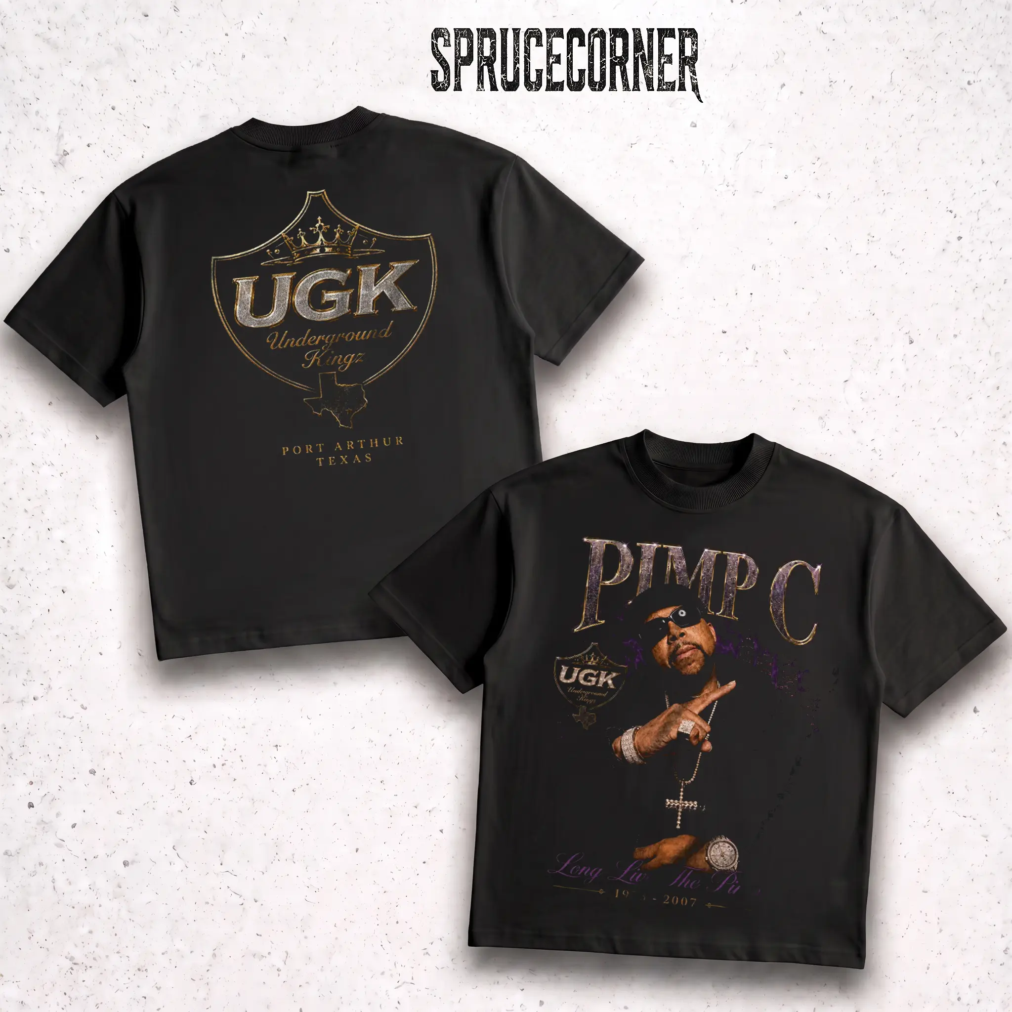 Pimp C UGK Underground Kingz T-Shirt Vintage Rap Graphic Heavyweight Streetwear Southern Hip Hop Tee