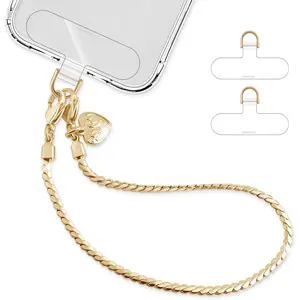 Phone Charm Strap With Metal phone chain Detachable  Wrist Strap Hands-free Phone Wristlet Cell phone chain strap with Clear Phone Tether Tab