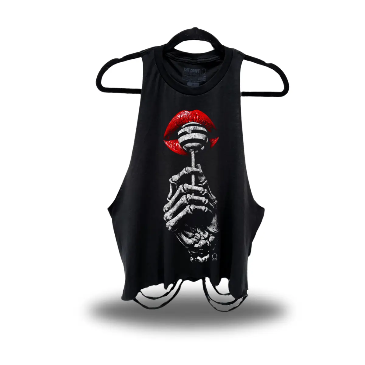 TheDriveClothing Gravepop Road Rash Black Crop Tank Top – Y2K Vintage Streetwear Graphic Crop Top, Women’s Oversized Grunge Biker Fashion Tee, Casual Summer Outfit Apparel