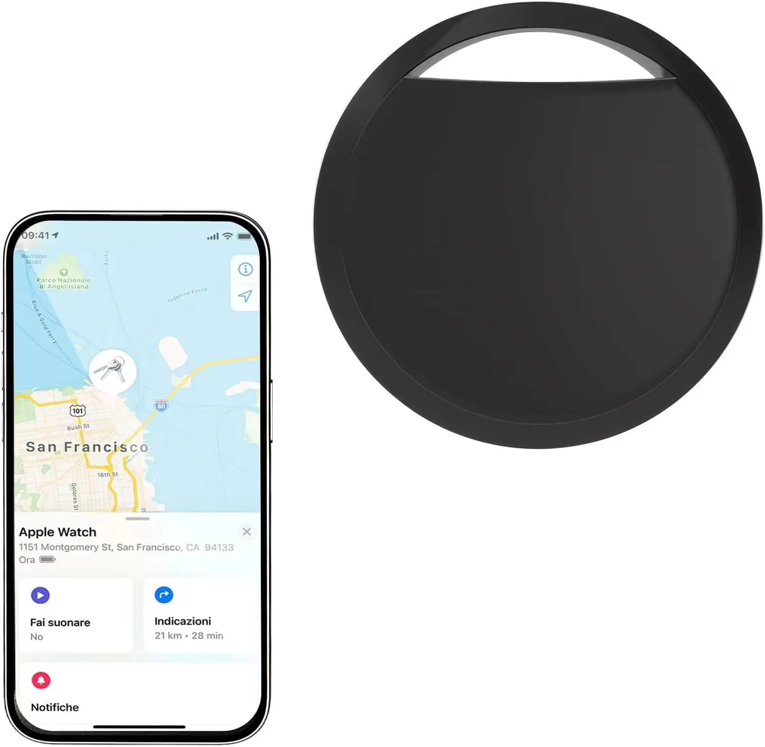 MFi Certified Ultra-Thin GPS Locator for iPhone - Thin 0.2cm Design with Unlimited Range Waterproof for Pets Wallets & Keys/Pets Luggage Tracking Necklace Included ddg  airtag