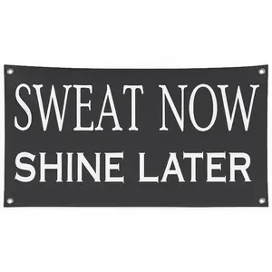 Motivational workout banner 48x21 inch vinyl sign with 4 corner grommets – durable gym wall decor for home or fitness centers, CrossFit boxes, weight rooms, personal training studios, bodybuilding areas, and strength training gyms Decoration Hanging