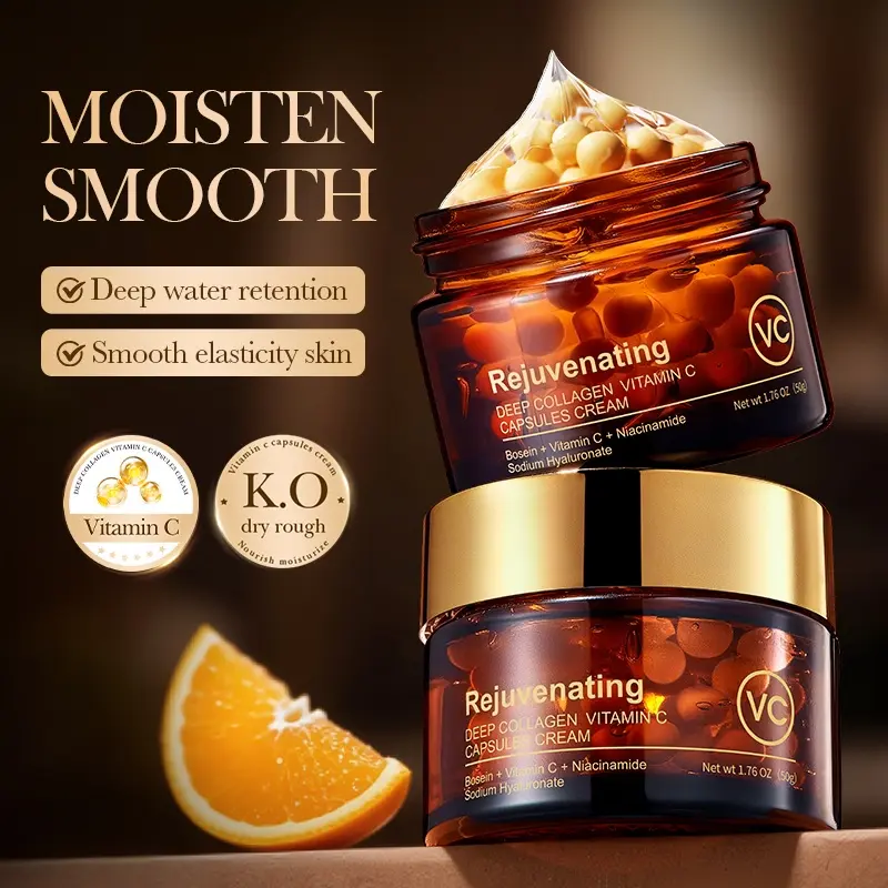 Korean  Cream, Collagen & Vitamin C Moisturizer, Collagen Cream for Face, Capsule Creams, Korean Skin Care Hydrating, Firming & Plumping Moisturizing