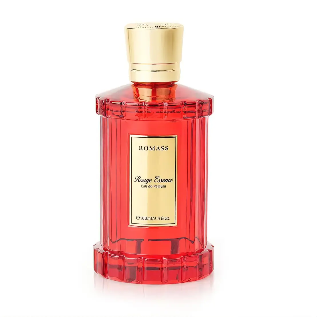 Romass Rouge Essence Eau de Parfum 100ml - Luxurious Red Bottle with Gold Cap for Women