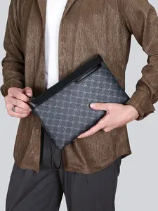 Men's Business All Over Print Zipper Clutch, Fashionable Pu Leather Envelope Clutch for Work & Daily Used, Casual Trendy Versatile High-quality Daily Commuting Bag, Girl Fashionable Shopping Bag, Elegant Clutch, Wallet Clutch
