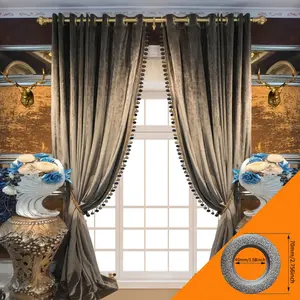 French Luxury Velvet Curtains Set, High-End Living Room Drapes, Vintage Fringe Decorative Window Treatments, Multiple Colors Available