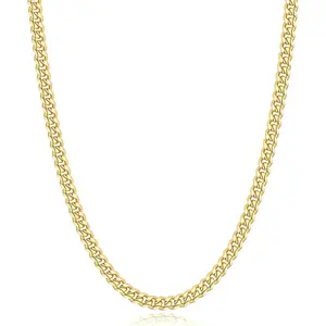 3/5mm 14K Gold/Silver Plated Cuban Chain for Men Boys, Stainless Steel Cuban Link Chain for Men Boys Sturdy Non-Fading Necklace Jewelry Gifts 14/16/18/20/22/24Inch
