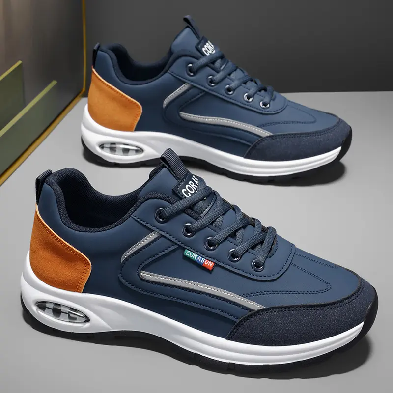 Men's Casual Trainers Fashion Classic Lace Up Design Sneakers Lightweight Breathable Outdoor Sports Running Shoes Thick Sole All Season New Style Skateboarding Footwear